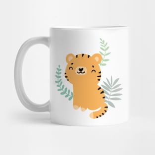 Cute tiger in the jungle. Kids' things. Mug